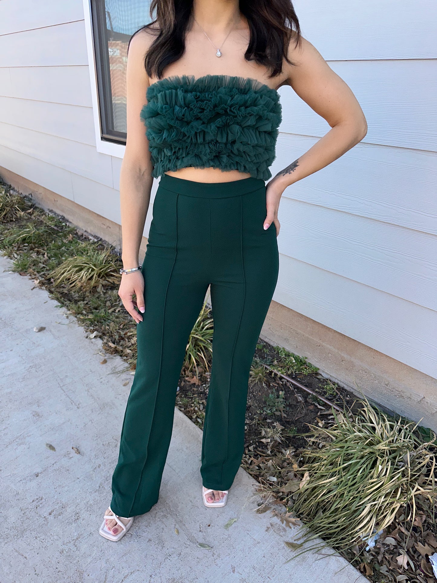 Mesh Ruffle Top Jumpsuit