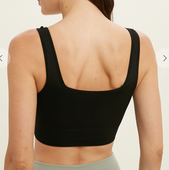 Square Neck Ribbed Knit Bra